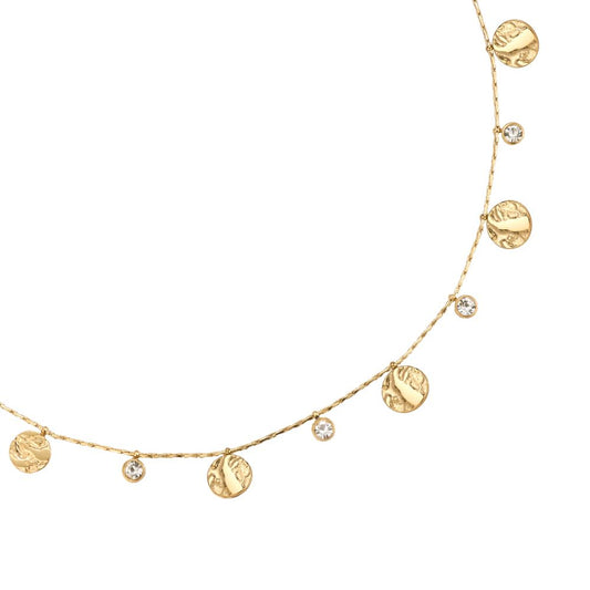 Halskette "Plates Diamonds" Edelstahl 14K vergoldet in zwei Farben