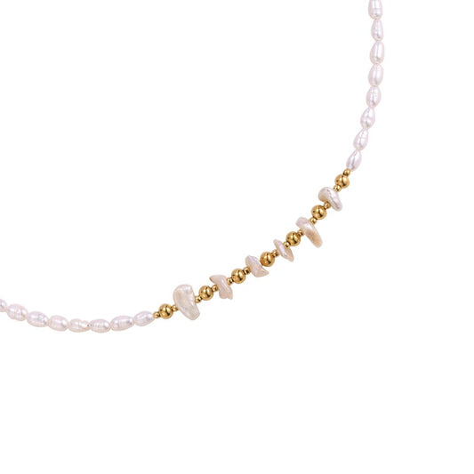 Halskette "Perle Gold Beads" Edelstahl 14K vergoldet