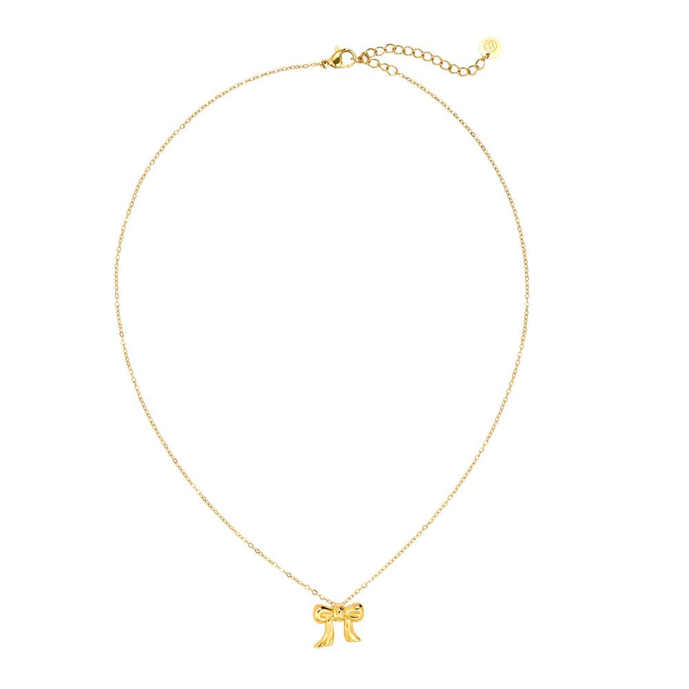 Halskette "Gold Schleife" Edelstahl 14K vergoldet in zwei Farben