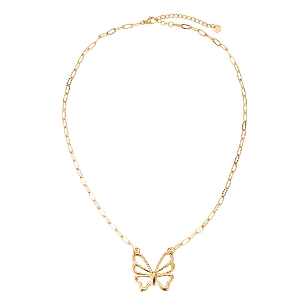 Halskette "Simple Butterfly" Edelstahl 14K vergoldet in zwei Farben