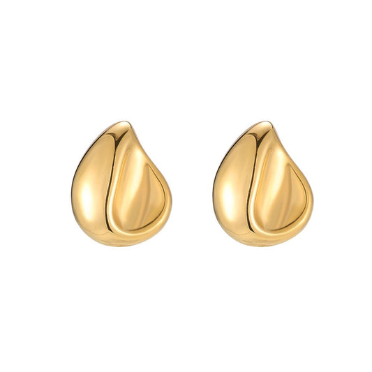 Ohrringe "Pressed Drops" Edelstahl 14K vergoldet in zwei Farben