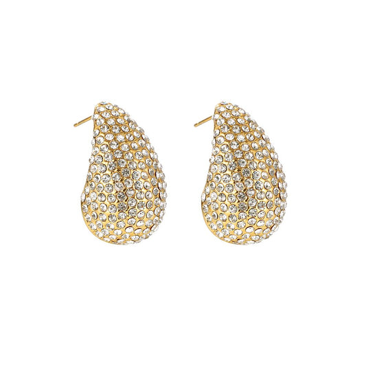 Ohrringe "Diamanten Tropfen" Edelstahl 14K vergoldet in zwei Farben