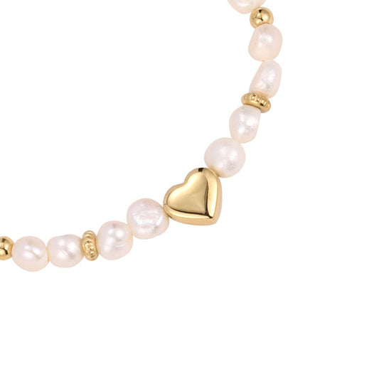 Armband "Heart Pearl" Edelstahl 14K vergoldet in zwei Farben