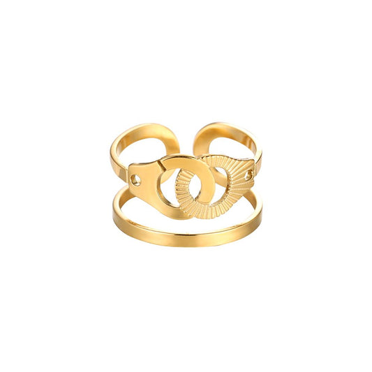 Ring "Verkettete Kreise" Edelstahl 14K vergoldet in zwei Farben