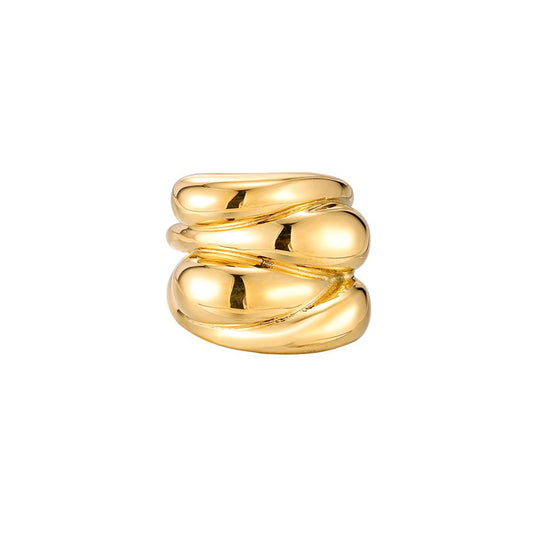 Ring "Finger Crossed" Edelstahl 14K vergoldet in zwei Farben