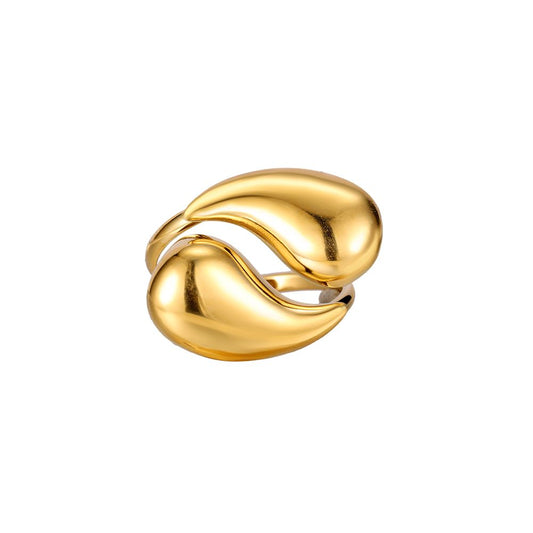 Ring "Double Fish" Edelstahl 14K vergoldet in zwei Farben