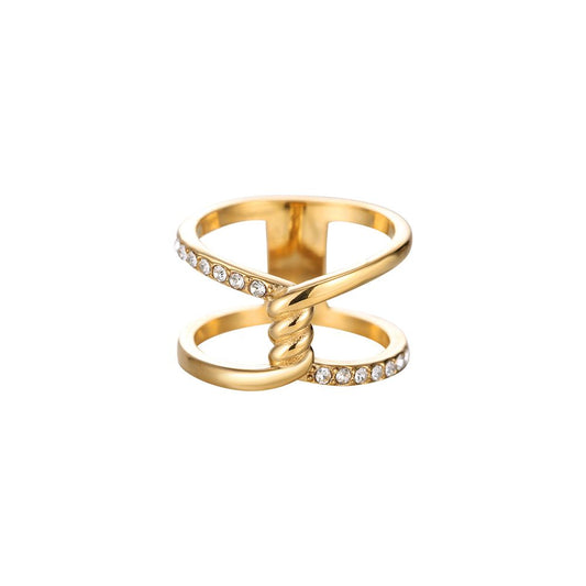 Ring "Diamond Knot" Edelstahl 14K vergoldet in zwei Farben