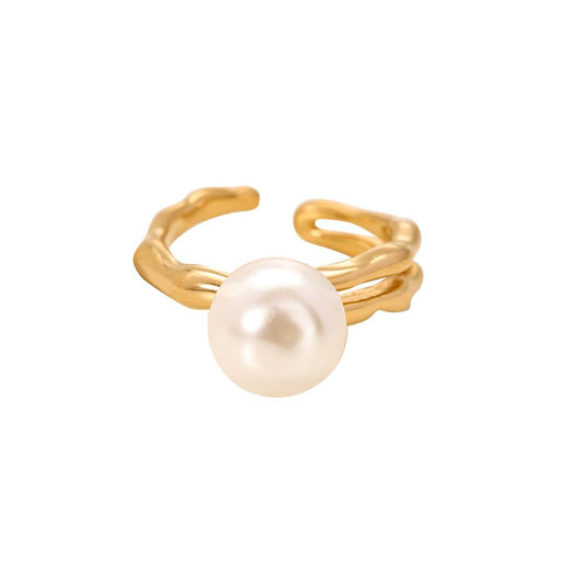 Ring "Theme Pearl" Edelstahl 14K vergoldet