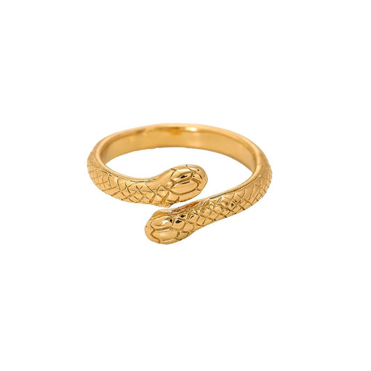 Ring "Mrs. Snake" Edelstahl 14K vergoldet in zwei Farben