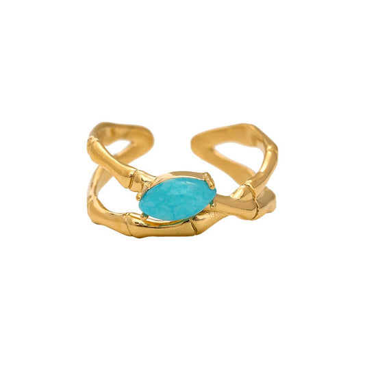 Ring "Turquoise Milkyway" Edelstahl 14K vergoldet in zwei Farben