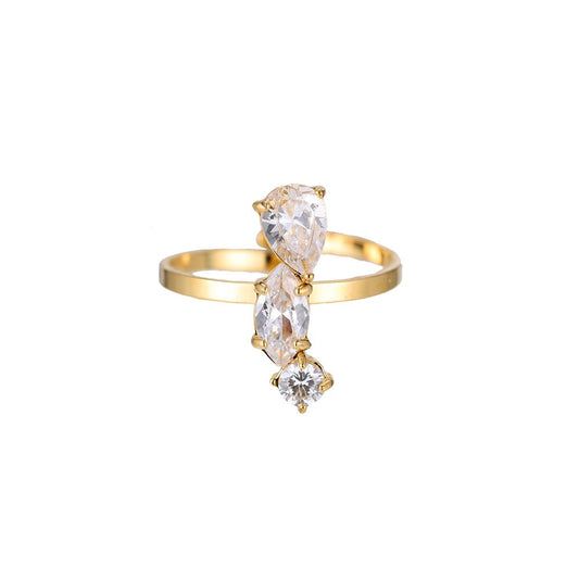 Ring "Merged Diamonds" Edelstahl 14K vergoldet in zwei Farben