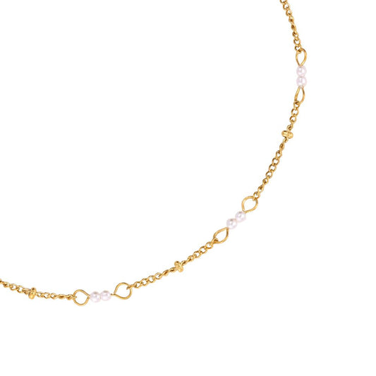Fußkette "Mini Perlenliebe" Edelstahl 14K vergoldet in zwei Farben