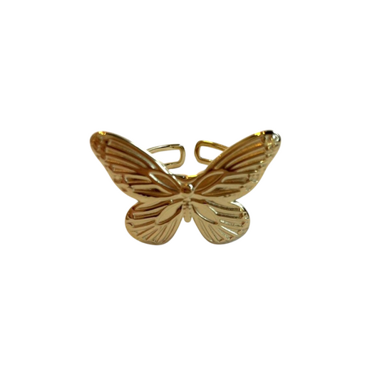 Ring "Butterfly" Edelstahl 14K vergoldet in zwei Farben