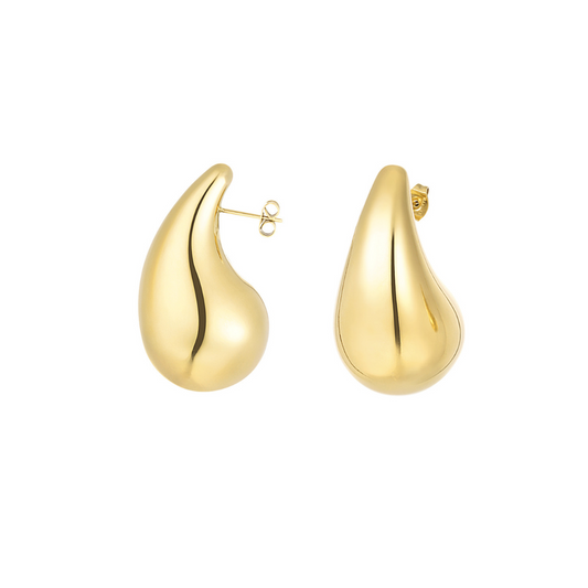 Ohrringe "Tropfen 3.9cm" Edelstahl 14K vergoldet in zwei Farben