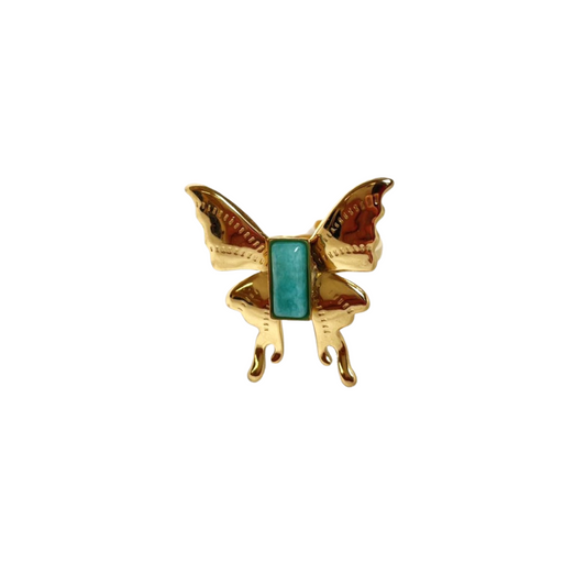 Ring "Milkyway Butterfly" Edelstahl 14K vergoldet in zwei Farben