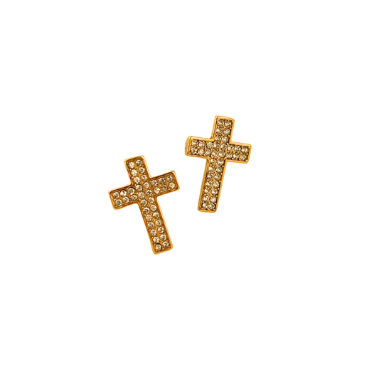 Ohrstecker "Shining Cross" Edelstahl 14K vergoldet in zwei Farben