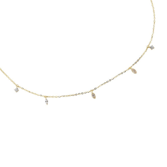 Halskette "Little Diamonds" 925er Silber 14K vergoldet in zwei Farben