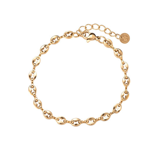 Armband "Simple Round Chain" Edelstahl 14K vergoldet in zwei Farben