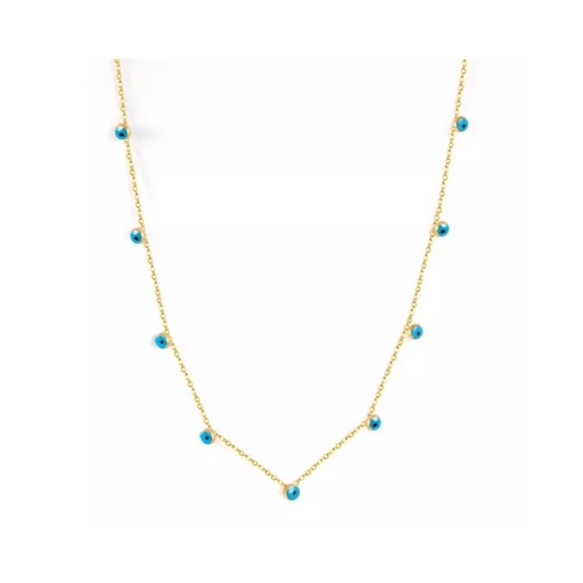 Halskette "Multi Nazar" Edelstahl 14K vergoldet in zwei Farben