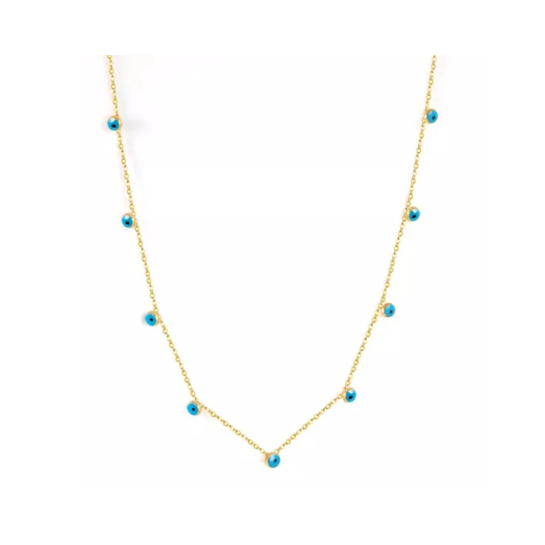 Halskette "Multi Nazar" Edelstahl 14K vergoldet in zwei Farben