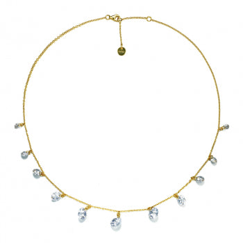 Halskette "Multi Zirkonia" 925er Silber 18K vergoldet in zwei Farben
