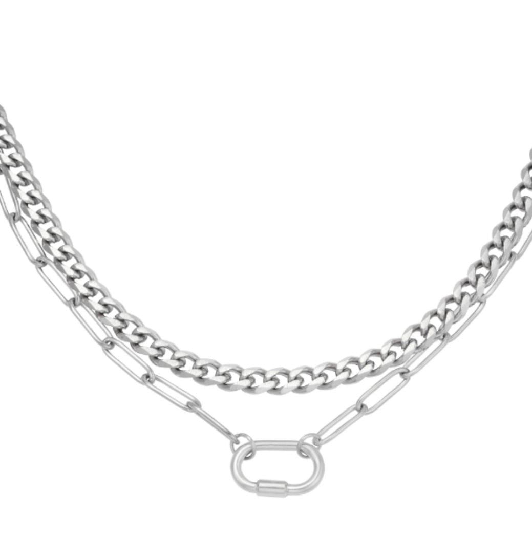 Halskette "Double Chain" Edelstahl 18K vergoldet in zwei Farben
