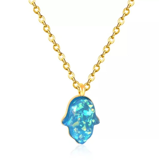 Halskette "Mini Opal Fatima" Edelstahl 14K vergoldet