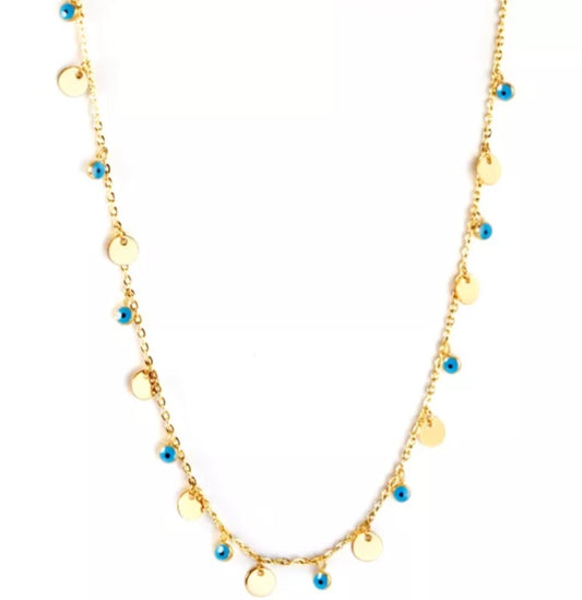 Halskette "Nazar Plättchen" Edelstahl 14K vergoldet in zwei Farben